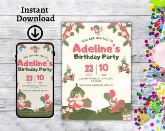 Kids Birthday Invitation Template | Cute Cartoon Party Invite | Corjl Editable Invite