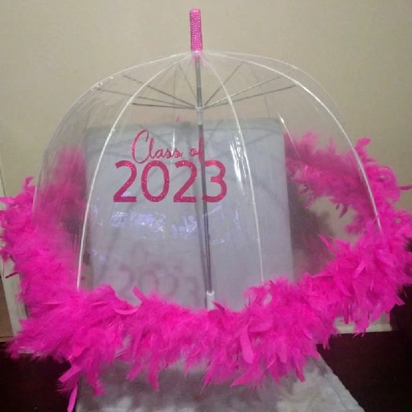 Clear Second Line Umbrella | Prom | Wedding | Graduation | Mardi Gras | Mother's Day | Feathered Umbrella | Transparent Umbrella | Seniors