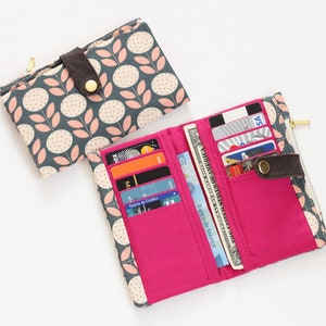 Cartera de mediados de siglo para mujer, cartera de flores escandinava, cartera de flores nórdicas retro, cartera moderna bifold imagen 2