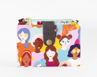 Cartera Millennials para mujer, billetera plegable colorida, billetera delgada vegana, billetera colorida de tela
