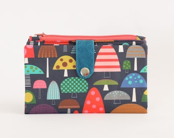 Cartera de setas para mujer, billetera larga bifold, billetera de viaje, billetera linda grande, organizador de tarjetas de crédito,