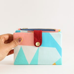 Billetera minimalista para mujer, billetera con forma geométrica, billetera plegable para mujer, billetera abstracta para tarjeta de crédito