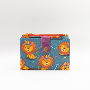 Cartera de león para mujer, cartera linda para niña, cartera kawaii pequeña, cartera divertida para gente feliz