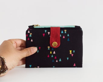 playful wallet for women, mint zipper wallet women, confetti wallet square. credit card wallet women, snap wallet women