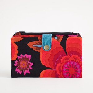 Cartera de viaje vegana con 10 ranuras para tarjetas, billetera larga plegable con cremallera para pasaporte, billetera floreada, organizador de tarjetas de crédito.