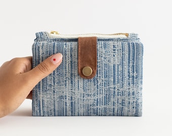 Denim wallet unisex, small wallet for women, bifold wallet men, credit card organizer wallet, fabric wallet bohemian