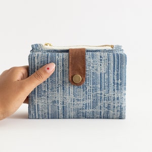 Cartera de mezclilla unisex, cartera pequeña para mujer, cartera plegable para hombre, cartera organizadora de tarjetas de crédito, cartera de tela boho