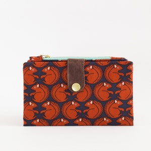 Eichhörnchen Geldbörse für Damen, Lange Brieftasche Bifold Frauen, Taschenbuch Geldbörse, Waldtiere Geldbörse, Vegan Reise Geldbörse