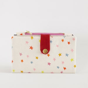 Cartera larga estrella multicolor mit cremallera, linda Cartera larga hecha ein Mann, Tarjetero, Cartera de viaje única