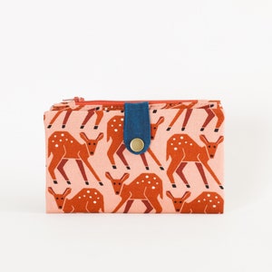 Joli portefeuille long en cerf, joli portefeuille de voyage végétalien, portefeuille unique pour femme, cadeau pour les amoureux des animaux, amateurs de cerfs, cadeau végétalien