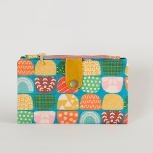 Cartera semicircular larga para mujer, cartera de patchwork, cartera con cremallera, cartera para tarjetas de crédito de viaje.