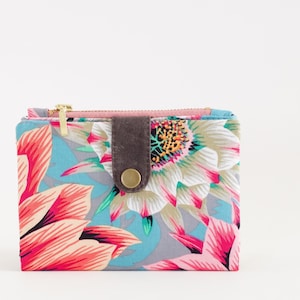 Carteira de flor de cacto para mulheres, carteira pequena estilo turista chique, carteira fina dobrável, carteira de cartão de crédito retrô, carteira dobrável tipo ilha
