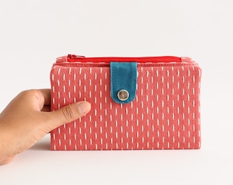 Long wallet minimalist, Japanese wallet sashiko, checkbook wallet women, credit card wallet, pocketbook for women, travel wallet zipper