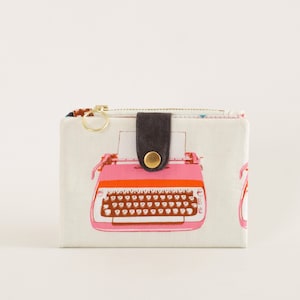 Cartera de máquina de escribir femenina, idea de cartera de regalo elegante para mujeres, estética de regalo retro, billetera con cremallera, billetera para tarjetas de crédito, billetera de los años 70