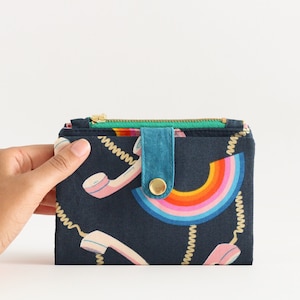 Cartera arcoiris plegable, cartera pequeña para mujer, cartera pequeña con cremallera, cartera para teléfono, cartera retro, cartera Groovy