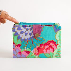 Portefeuille tropical doré et bleu turquoise, portefeuille de luxe des îles pour femmes à deux volets, portefeuille pour les amoureux de la mode été, portefeuille pour cartes de crédit moyen