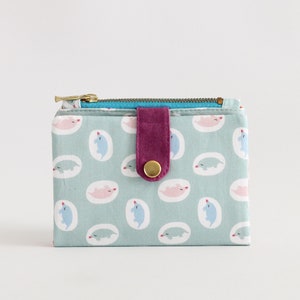 Portefeuille ornithorynque fait main, joli portefeuille à deux volets, portefeuille kawaii pour filles, portefeuille végétalien pour femmes, portefeuille à la menthe