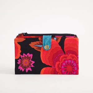 Cartera de viaje vegana con 10 ranuras para tarjetas, billetera larga plegable con cremallera para pasaporte, billetera floreada, organizador de tarjetas de crédito.