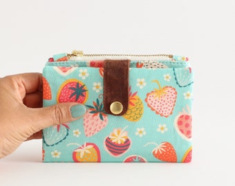 strawberry wallet, teenage girls wallet, women wallet fabric, cute wallet, colorful wallet, unique wallet, women wallet small