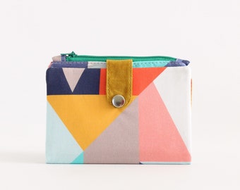 Cartera de tarjetas de crédito para mujer. Cremallera de billetera minimalista para mujer, billetera única bifold, billetera abstracta, billetera de bolsa de monedas,