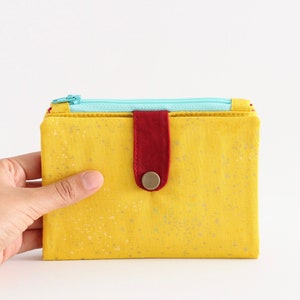 kleine Frauen Geldbörse, bunte Brieftasche, Bifold Brieftasche Frauen, vegane Brieftasche für Frauen, niedliche Brieftasche, Stoff Brieftasche einzigartig, nachhaltige Brieftasche