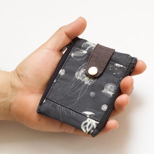 Cartera de medusa para hombre, cartera EDC delgada, cartera con bolsillo frontal, cartera pequeña para exteriores, idea de regalo de San Valentín para novio
