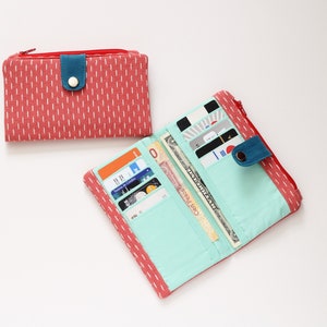 Long wallet minimalist, Japanese wallet sashiko, checkbook wallet women, credit card wallet, pocketbook for women image 2