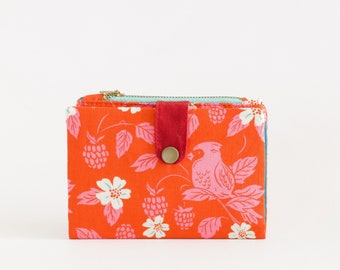 Cardinals bird wallet for woman, gift for her, unique gift handmade, bird lovers gift, nature gift, summer wallet