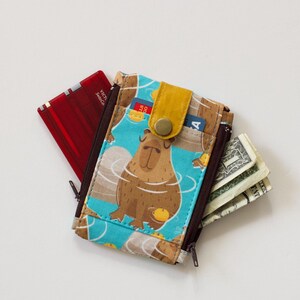 Capybara Brieftasche Fronttasche, kleine Brieftasche zwei Reißverschlusstasche, lustige Brieftasche für Männer, Capybara Geschenkidee, Mini-Geldbörse für Männer, EDC Brieftasche