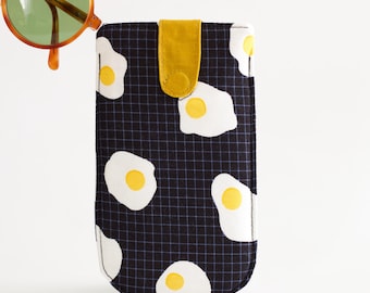 Fried Egg Sunglasses Pouch: Soft Cotton Eyewear Sleeve