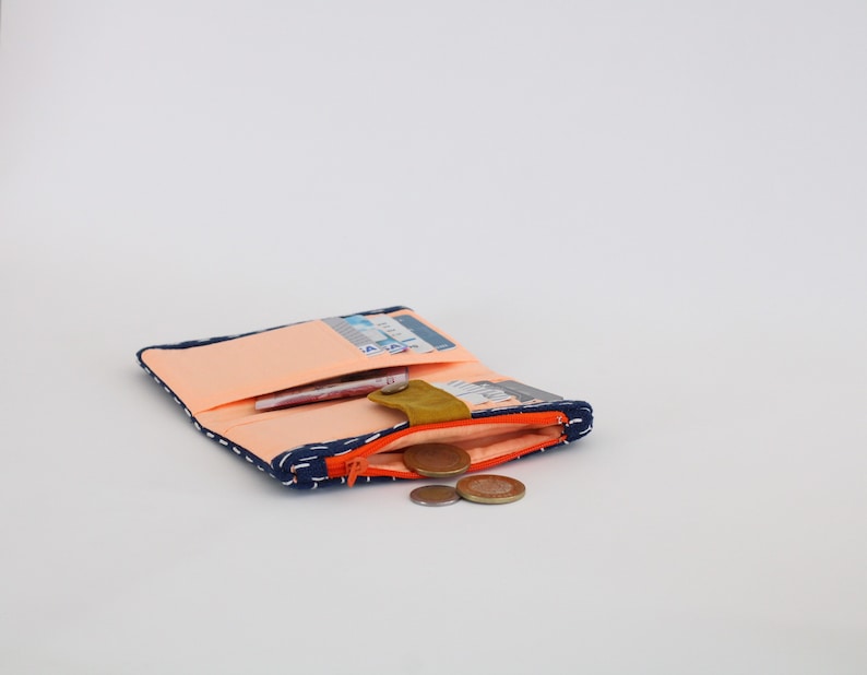 Cartera japonesa, cartera pequeña mujer, cartera bordada, cartera simple, cartera vegana mujer, cartera bifold mujer image 6