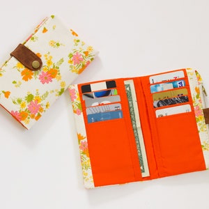 Cartera de cabaña para mujer, cartera retro hecha a mano, cartera de algodón de viaje, cartera moderna de los años 70, cartera hippie larga, cartera moderna de colores