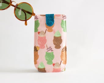 Sorbet eye glasses pouch, ice cream pouch for sunglasses, fabric sunglasses pouch, fabric sunglasses pouch, pale pink case for sunglasses