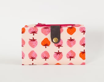 Portefeuille de voyage girly pour femme, joli portefeuille végétalien, organisateur de cartes de crédit, cadeau pour elle, cadeau unique, portefeuille de fruits