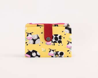 carteira de vaca fofa, carteira vegana para mulheres, carteira de animais para mulheres, carteira kawaii fofa, carteira feminina pequena, carteira de tecido de algodão