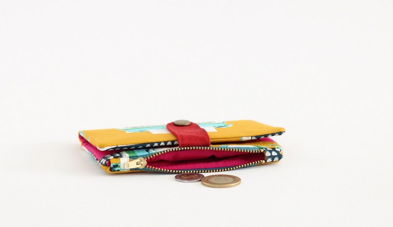 Cartera de máquina de escribir para mujer, billetera retro bifold, billetera única mujer, billetera pequeña con cremallera image 5