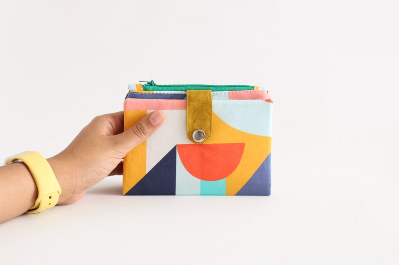 Credit card wallet women. Minimalist wallet zipper for women, unique wallet bifold, abstract wallet, coin pouch wallet, image 3
