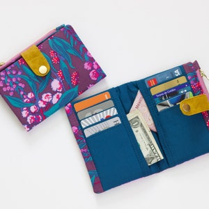 Cartera para amantes de las plantas, cartera plegable para mujer, cartera de viaje pequeña, cartera delgada con cremallera, cartera pequeña de algodón imagen 2