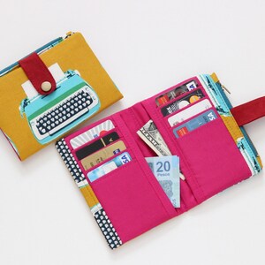 Cartera de máquina de escribir para mujer, billetera retro bifold, billetera única mujer, billetera pequeña con cremallera image 2