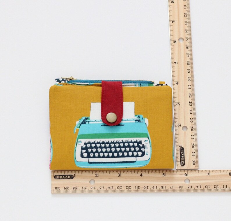 Cartera de máquina de escribir para mujer, billetera retro bifold, billetera única mujer, billetera pequeña con cremallera image 4