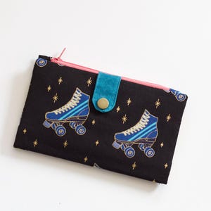 Carteira Groovy para mulher, carteira de skate, ideia de presente para meninas, presente fofo para ela, carteira longa para namorada, carteira de skate anos 70