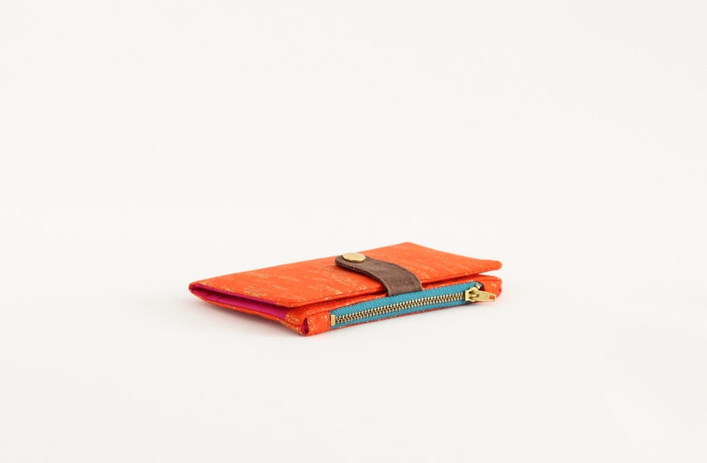 Cartera dorada para mujer, cartera plegable para mujer, cartera para tarjetas de crédito para mujer, cartera pequeña vegana, cartera para mujer con cremallera imagen 3