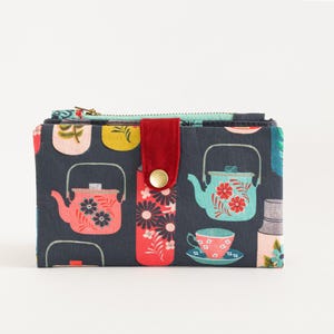 Retro Brieftasche für Frauen, Tee Brieftasche mit Reißverschluss, Kartenhalter Brieftasche Frauen, lange Brieftasche Reisen, Kreditkartenetui, süße Brieftasche