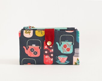 Retro wallet for women, tea wallet with zipper, card holder wallet women, long wallet travel, credit card wallet, cute wallet