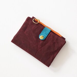 Gewachste Brieftasche für Frauen, Ochsenblut und Rosa veganes Portemonnaie, maximales Geschenk für sie, buntes Portemonnaie für sie, einzigartiges Geschenk für sie