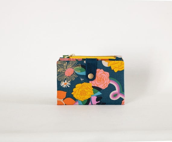 Cartera Con Diseño De Flores Para Mujer, Cartera Plegable Playera - Main Image