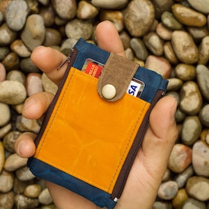Tactical wallet for men, waxed canvas mini wallet, double zipper wallet front pocket, colorful wallet for men or woman