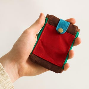 maximalist wallet EDC, handcrafted wallet outdoor, waxed canvas wallet slim, double zipper wallet for men, pouch wallet men