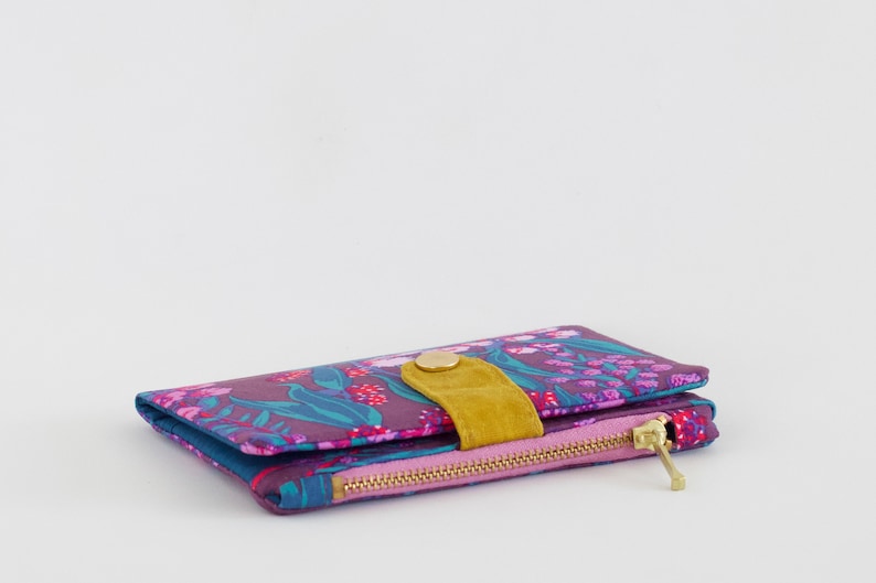 Cartera para amantes de las plantas, cartera plegable para mujer, cartera de viaje pequeña, cartera delgada con cremallera, cartera pequeña de algodón imagen 3