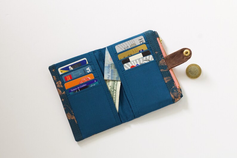 Cartera Gold Fish para mujer, cartera tarjeta de crédito mujer, cartera bifold de viaje, cartera de viaje vegana image 6